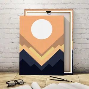 Wooden Framed Canvas Painting, Twilight Mountain Shadow Pattern Wall Art, Modern Art, Fashion Decoration, Living Room Bedroom Decoration, Office Mural, Ornaments