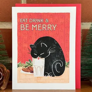 Funny Cat Christmas Card, Handmade holiday cards