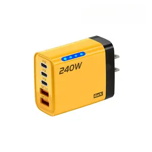 240W 5 Ports USB C PD Charger Quick Charge 3.0 Fast Charging Adapter Multi Port Wall Charger For Travel Office Home iPhone 16 15 Samsung Xiaomi Huawei