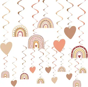 42 Pcs Boho Rainbow Party Decor Valentine'S Day Baby Shower Birthday Decorations for Romantic Wall Ceiling Classroom Home School, Hanging Swirl Spirals(Classic Color) Gersoniel