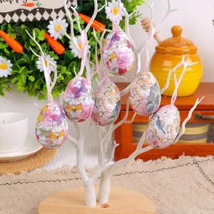 Vintage Easter Eggs Set of 6, Spring Party Atmosphere Decorations, Retro Style Egg Hunt Supplies, Perfect for Easter Celebrations