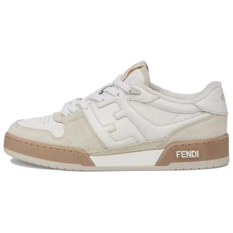 Fendi Match Leather Embossed Lace-Up Low-Top Fashion Sneakers for Men in White Verifiable, with credentials and supporting global authentication