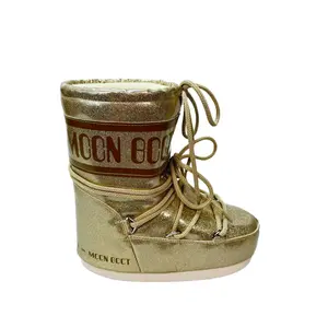 2025 Waterproof Star Moon Womens Mid Calf Snow Boots Lace Up Non Slip Warm Ski Boots