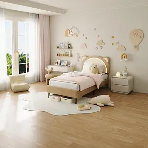 Twin XL Upholstered Platform Toddler Bed Frame with Adjustable Headboard, LED Light, Wooden Slats Support, No Box Spring Needed, Coffee Bedroom Furniture for Kids' Nursery