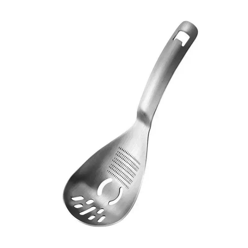 Thick Sturdy 5-in-1 Multifunctional Stainless Steel Cooking Spoon - 18/8 304 Kitchen Utensils, 1 Pack with Hanging Design for Potato Mashing, Egg Separating, Bottle Opening, Mixing Stirring, Solid