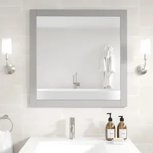 Eviva New York 30" x 30" Square Gray Wooden Framed Mirror