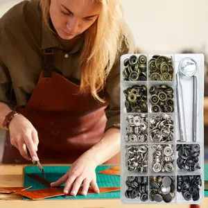 60 Pcs 15mm 5/8" Mixed Heavy Duty Snap Fasteners Kit, Metal Snaps for Leather Crafts Sewing Repair Clothing Button Kit with Snap Installation Tool