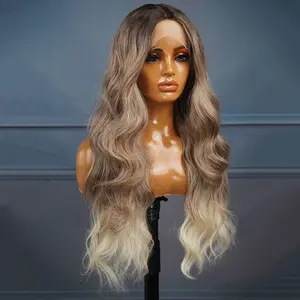 T part  Lace Front Wig Blonde Wig for Women 26 Inch Synthetic Long Honey Blonde Wavy Wig Supernova Middle Part Natural Looking