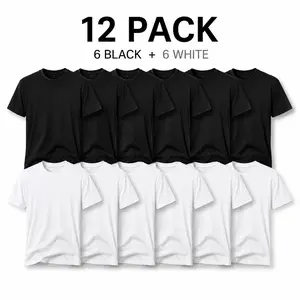 12-Pack $36.99 Men's Black T-Shirt, Crew Neck Short Sleeve Basic Tee, Cotton Blend Comfort Fit Undershirts, Casual Everyday Shirt, Durable Easy Care Menswear Top, Summer Outdoor Outfit, Father's Day Gift