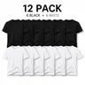 Men's 12-Pack Cotton Blend Retro Vintage Crew Neck Tees - Unisex Loose-Fit Baggy Short Sleeve Basic Streetwear Plain Soft Oversized Tops (6 Black + 6 White) for New Year, Tee,sohochic