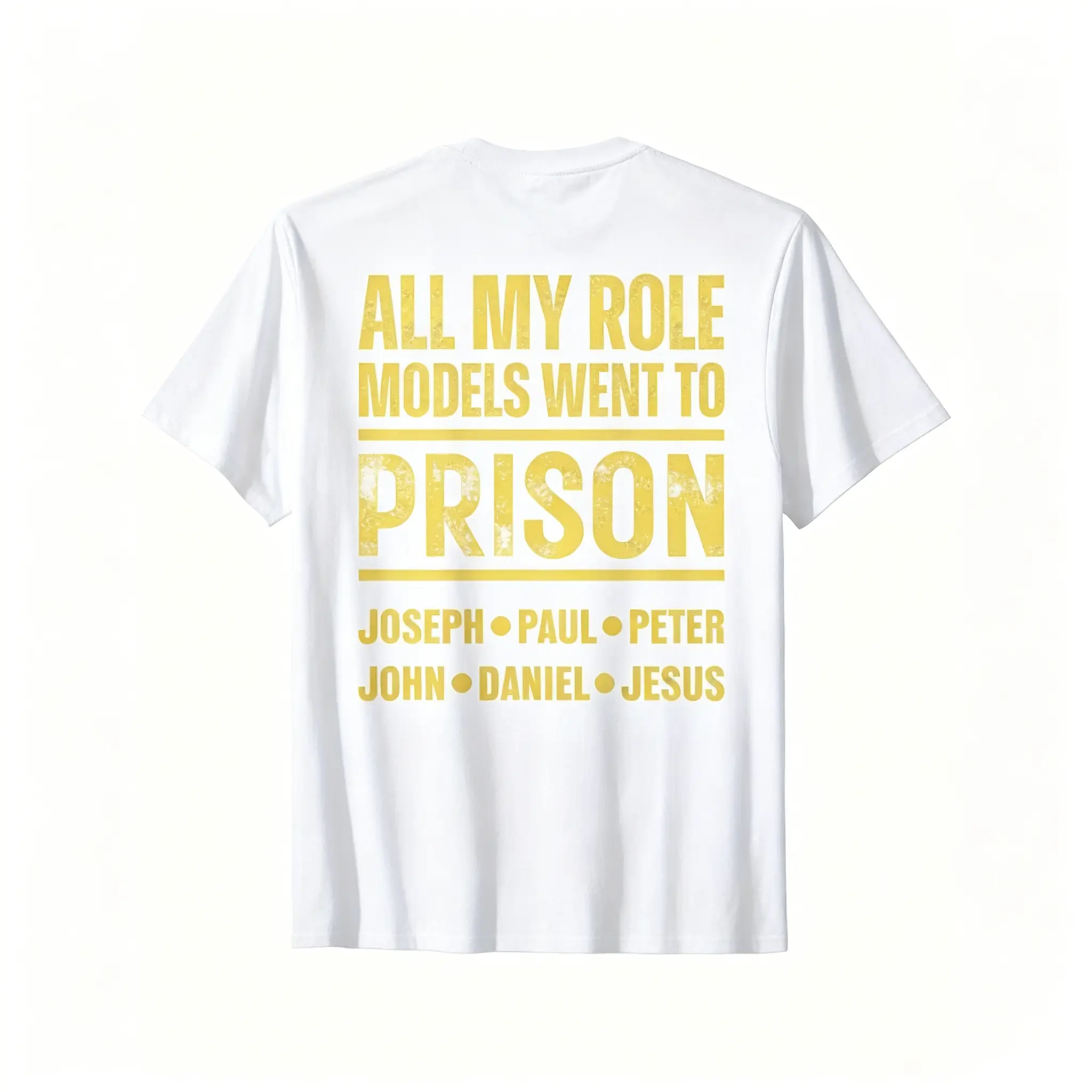 Men's Graphic T-Shirt - Bold "All My Role Models Went to Prison" Back Print - Ultra-Soft Heavyweight 100% Tee
