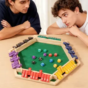 1 box + newly upgraded closed-box dice game, suitable for 1-6 players. This wooden tabletop game comes with 12 dice. Family game