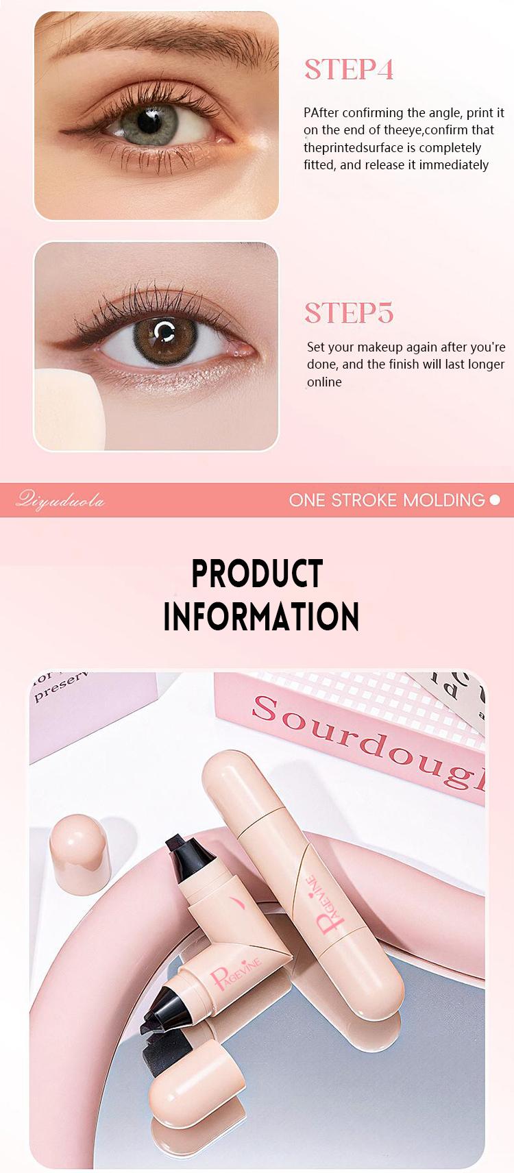 PAGE VINE 1-Step Eyeliner Stamp Pen, No Ink Dipping Needed, Waterproof, Smudge-Proof, Perfect Symmetrical Winged Liner for Beginners, 2 Shades (Black, Brown) for All Eye Shapes