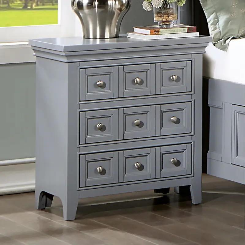 Transitional Style Gray Color Solid wood 1pc Nightstand Only Bedroom Furniture Bedside Table Round Knobs 3-Drawers Nightstand,side table, bedside furniture, side table with drawers and shelves, suitable