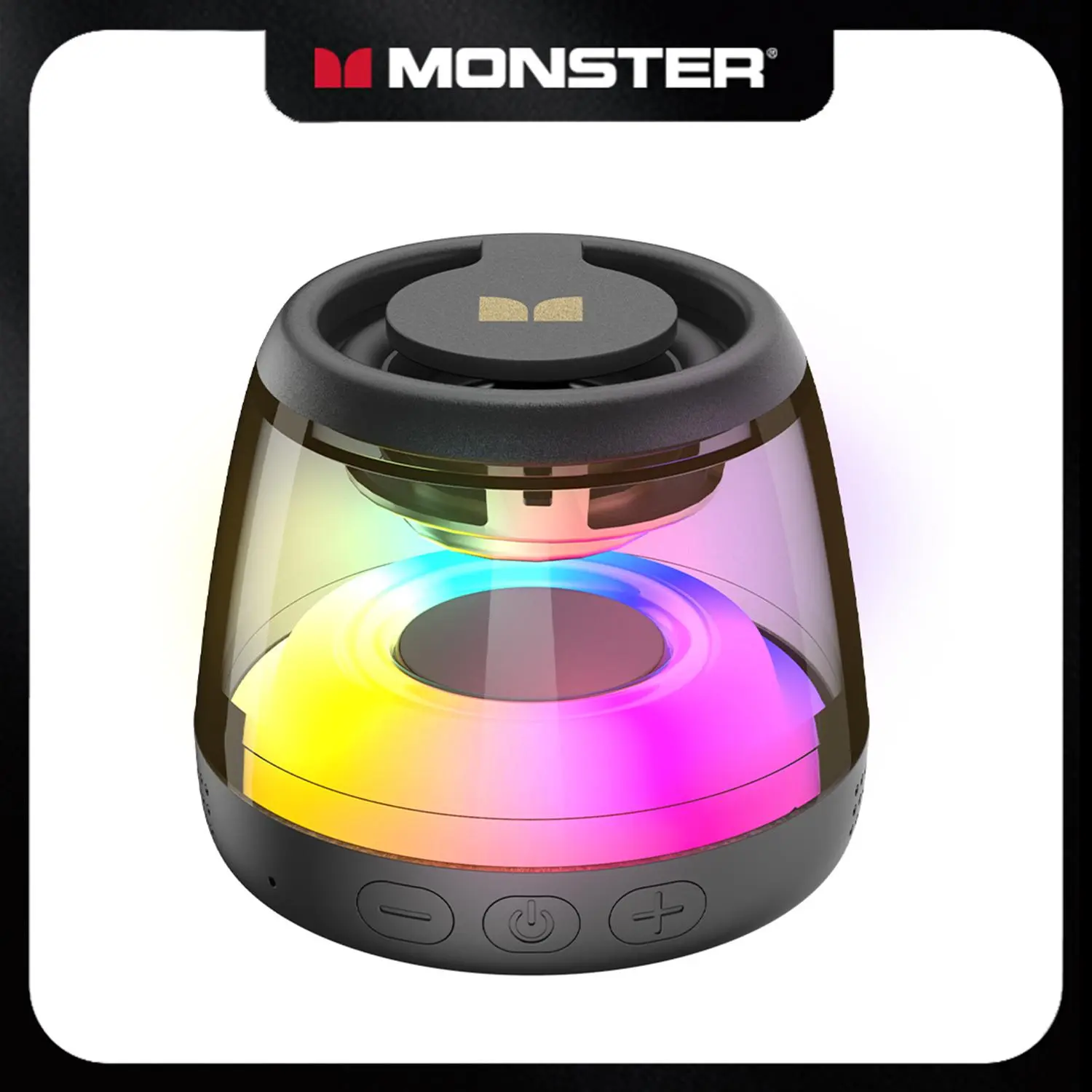 Colorful Metal Compact Monster Mini Bluetooth Speaker, Portable Wireless 6.0 Speaker with RGB Lights, TWS Pairing, 360° Stereo Sound, Magnetic Mount, TF Card Support, Long Battery Life for Outdoor, Travel, Bluetooth 6.0