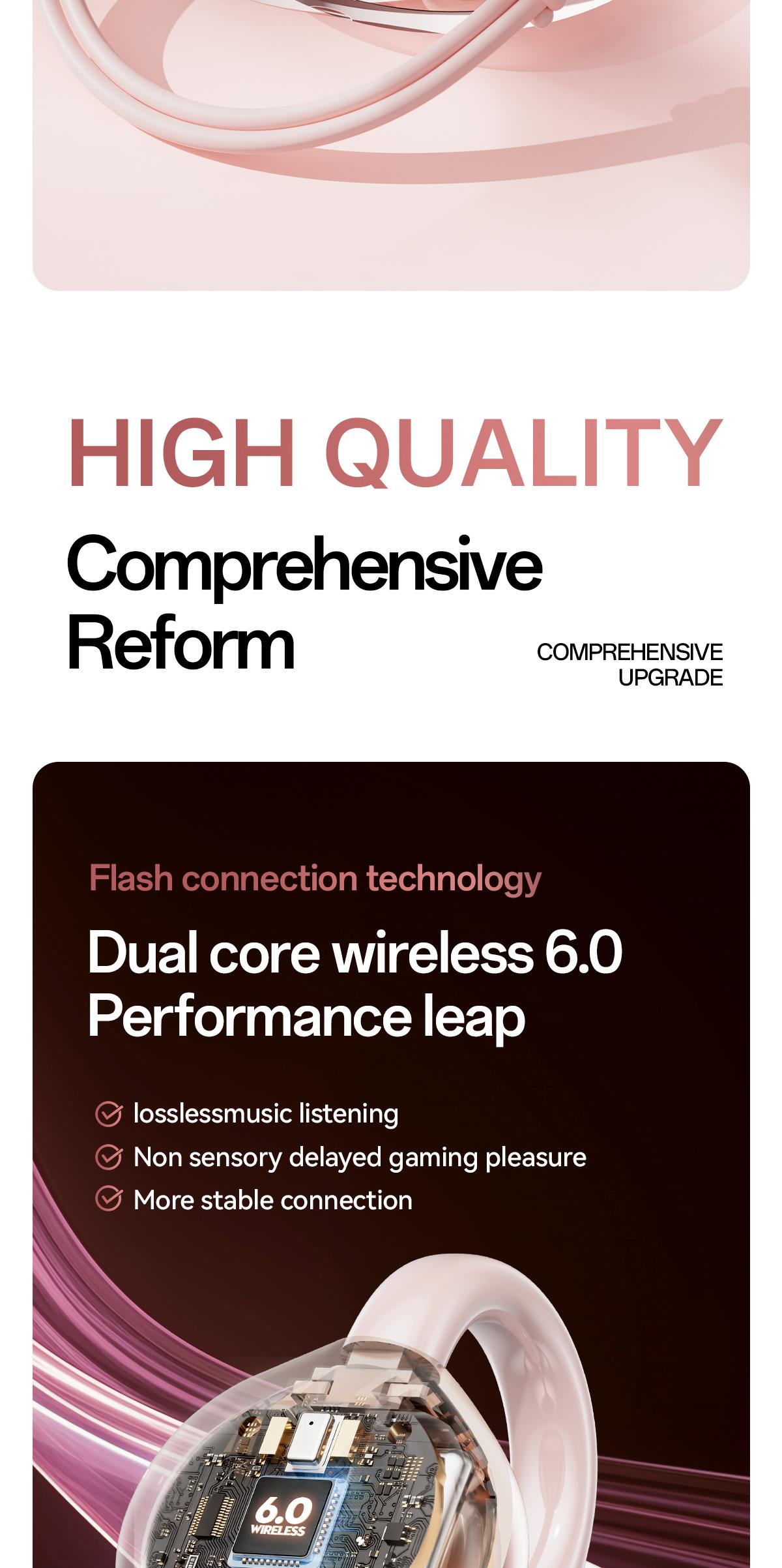 Chengruida M106 Heart shaped bag style headphones.Comfortable Open Ear Clip Wireless Earbuds, Bass Boost Noise Reduction Bluetooth Headphones for Sleep & Daily Use