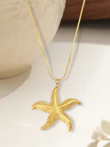 Ocean Theme Starfish Pendant Necklace, Stainless Steel Choker for Women & Girls, Perfect Beach Accessory Gift Choice