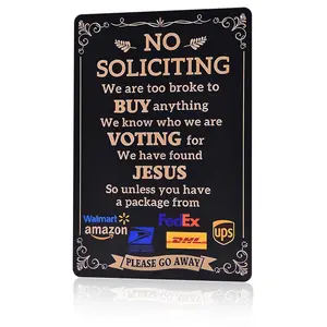 No Soliciting Unless You Have A Package Funny Metal Sign 12x8 In Aluminum, Vintage Front Door Tin Sign, Retro No Soliciting Wall Art for Home, Porch, Entryway, Funny Do Not Knock Plaque, 12x8 Inch Aluminum Sign