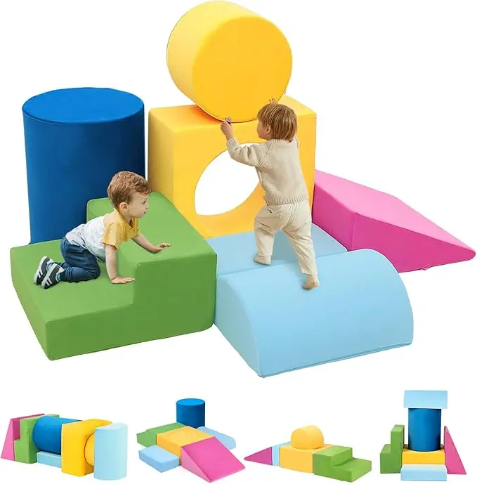 Winzoo Toddler Climbing Toys Indoor, 7-Piece Colourful Foam Climbing Blocks, Soft Play Climbing for Toddlers, Modular Crawling & Sliding Play Set for Toddlers 1-3 Years Old