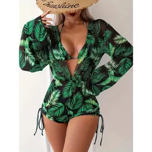 European and American three-piece bikini swimsuit for women, loose and sexy mesh two-piece swimsuit for women KA-P468-06