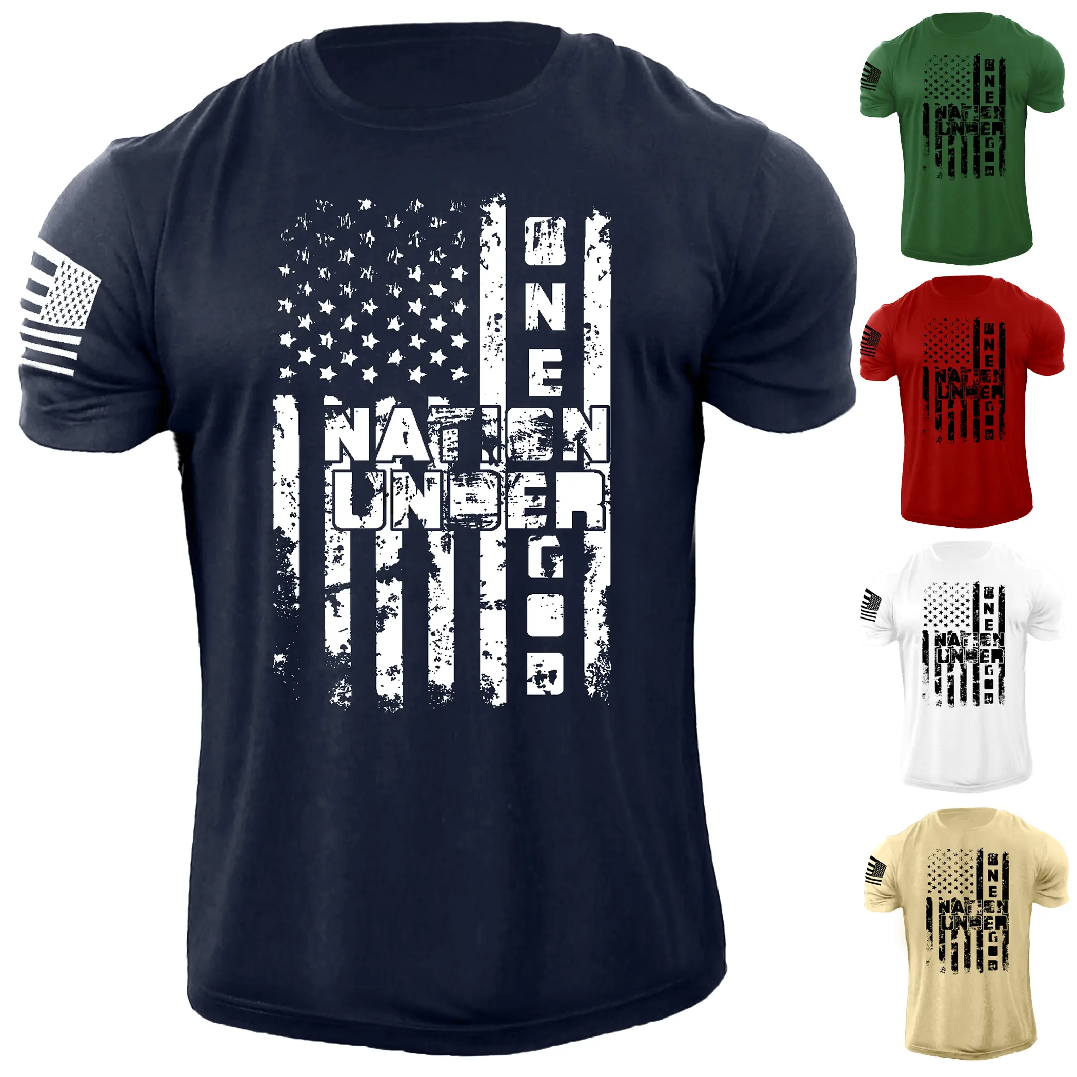 Men's One Nation Under God T-Shirt – Patriotic USA Flag Graphic Tee