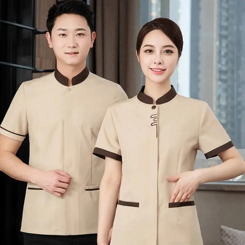 Hotel Cleaner Aunt Work Clothes Short-sleeved Women Summer Shopping Mall Room Property Hotel Work Top Cleaning Clothes