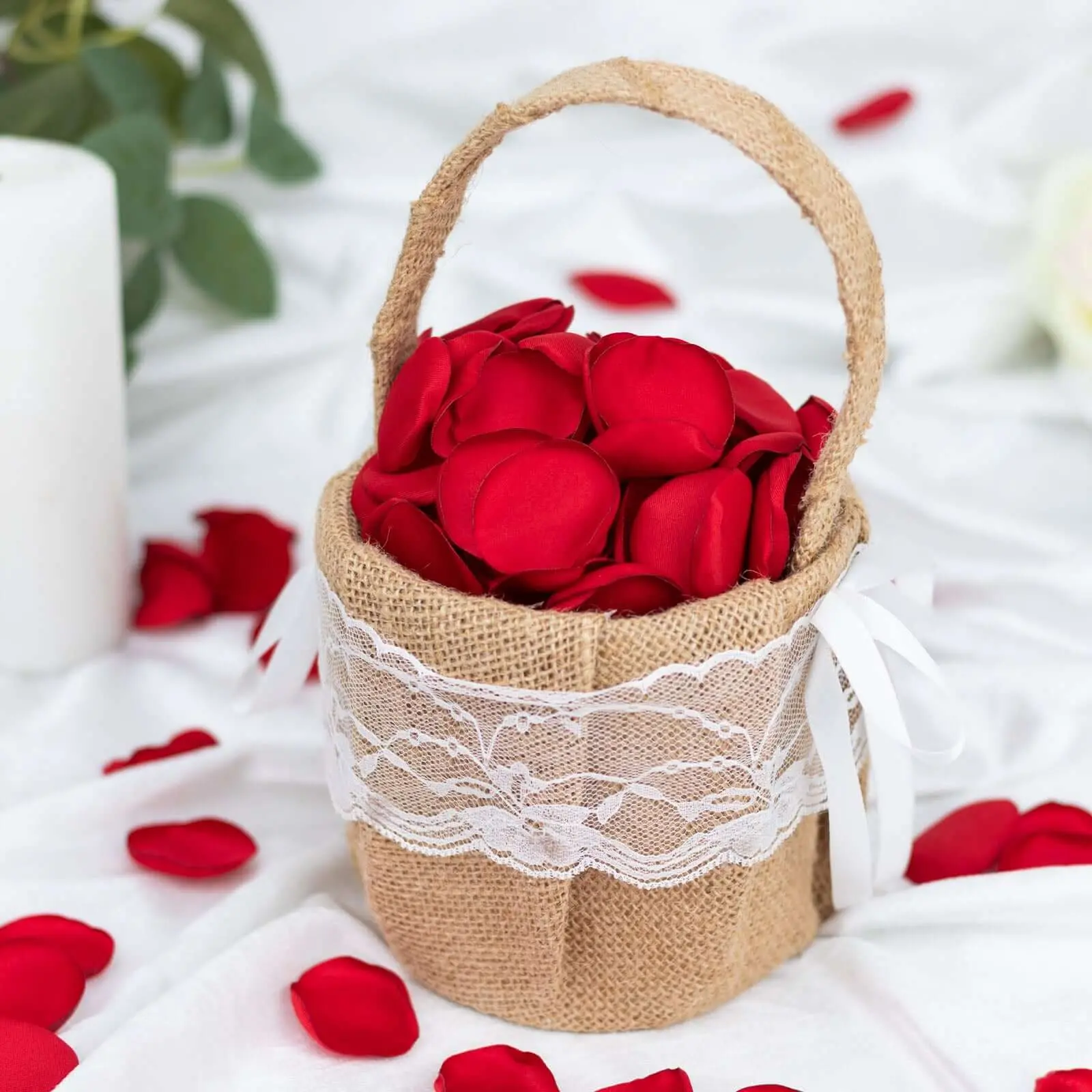 Home Supplies 400-Pack 2" Round Red Matte Silk Rose Petals Confetti - Life-Like Look Floral Decor for Aisle Runner, Anniversary Decor