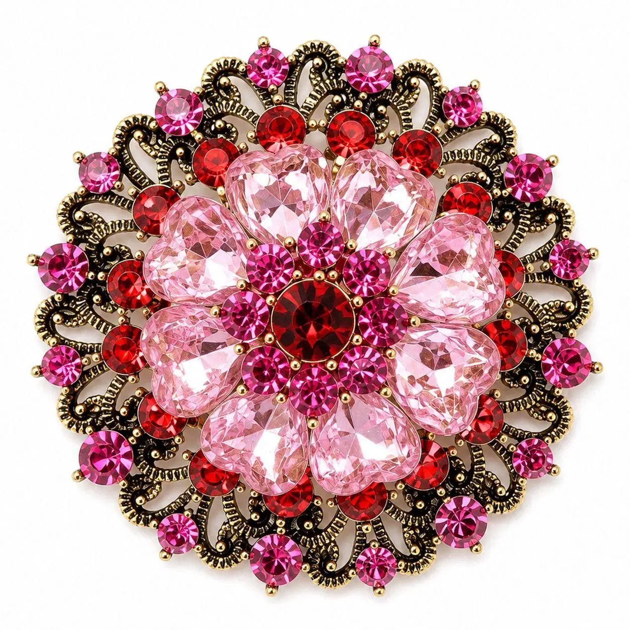 Pink Baroque Brooch with Vintage Shine