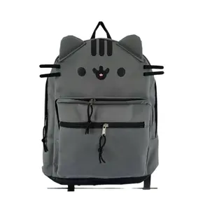 Cartoon Fat Cat Bear Canvas Student Backpack Large Capacity Versatile