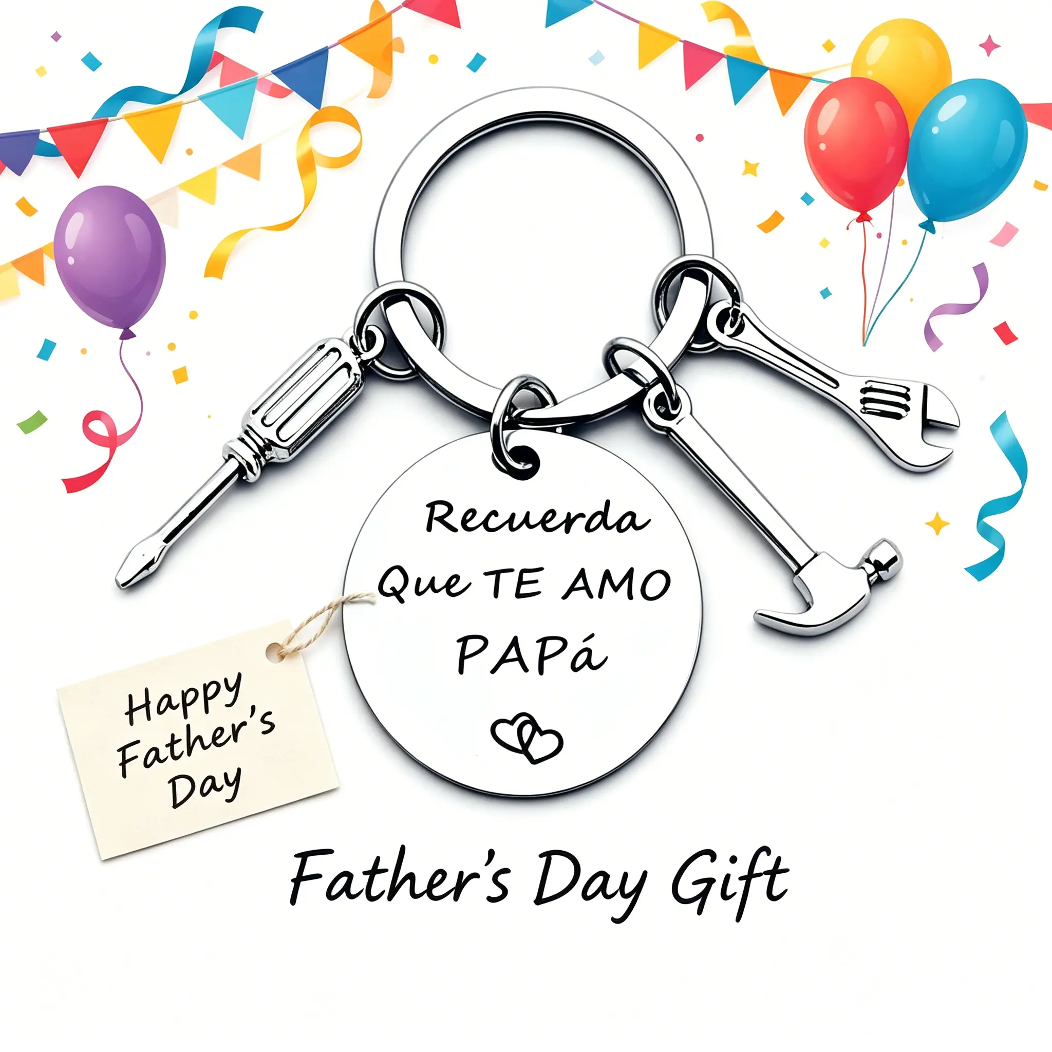 Engraved Stainless Steel Keychain Multitool for Dad with Mini Hammer, Wrench & Screwdriver Tools, Rust Resistant EDC Gear, Father's Day Gift
