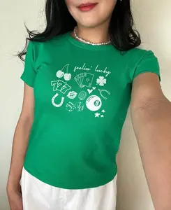 [Sale Up To 50%] Lucky Charms Y2K Baby Tee | St. Patrick's Day Crop Top | Womens Graphic Tee