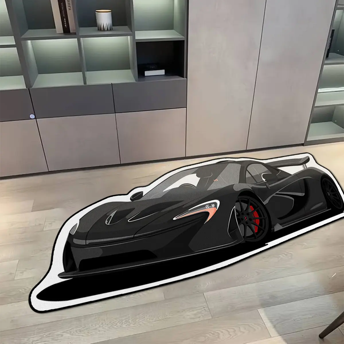 Vintage Racing Car Pattern Bedroom Rug, Living Room Rug, Home Decorative Rug, Non-Slip Polyester Fiber Mat, Easy Clean Indoor Outdoor Carpet for Patio Garden Use