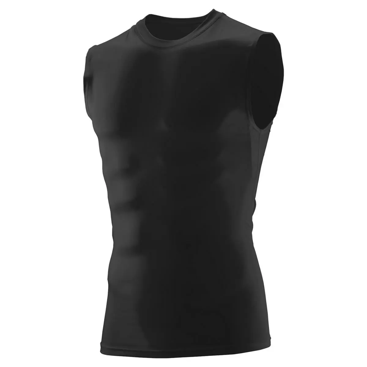 Augusta 2602A Hyperform Compression Sleeveless Sports Vest - Black, XL, 4-way stretch fabric, anti-odour, color contrasting accents, flatlock stitching, greater mobility