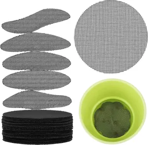 100pcs Flower Pot Hole Mesh Pad, 4 inch Rounds Plastic Mesh Sheet, Bonsai Bottom Grid Mat, Keep Soil from Flowing Away DIY Drainage Netting Pot