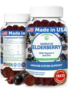 Lunakai Sambucus Elderberry Gummies - Immune Support with Vitamin C & Zinc - Delicious, Non-GMO, Edible Supplement for Kids & Adults, 60ct for Fitness