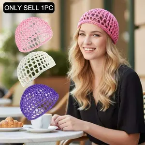 1/2/3pcs Women's Soft Crochet Sleep & Shower Cap Set,Open-Knit Hair Protection Cap for Sleep, Travel Portable Hair Care Accessories, Night Hair Care Accessory with Elastic Fit