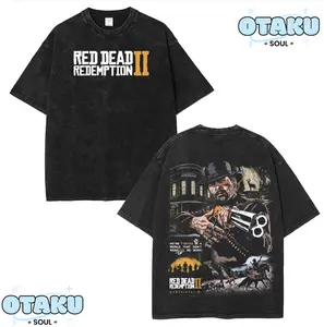 Red Dead Redemption 2 Washed Graphic Tee, Vintage Design T-shirt gifts men shirt Cotton Fabric Soft Top Menswear streetwear Unisex Clothes