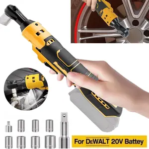 Brushless Cordless Ratchet Wrench 38 Inch Fit for Dewalt 20V Lithium Ion Battery High Performance Power Tool LED Light 7 Sockets Yellow Heavy Duty Portable Tool for Mechanics and DIY Projects