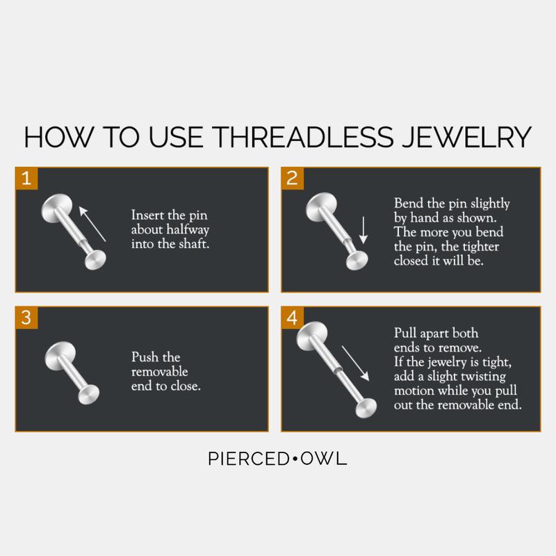 Lightning Bolt Threadless Push in Nose Screw - G23 Implant Grade Titanium