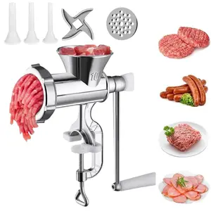 Sausage Maker Manual Mincer - Manual Meat Grinder Table Mount Pork Mincer Sausage Stuffer Funnel Make Homemade Burger Patties Hand Operated Kitchen Tool