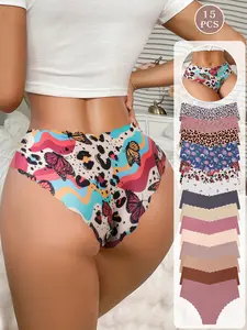 Women's Seamless Panties Set, Printed Panties, Soft Skin-Friendly Fabric, Perfect for All Seasons, Casual Wear & Sports Activities, Slim-Fitting Design