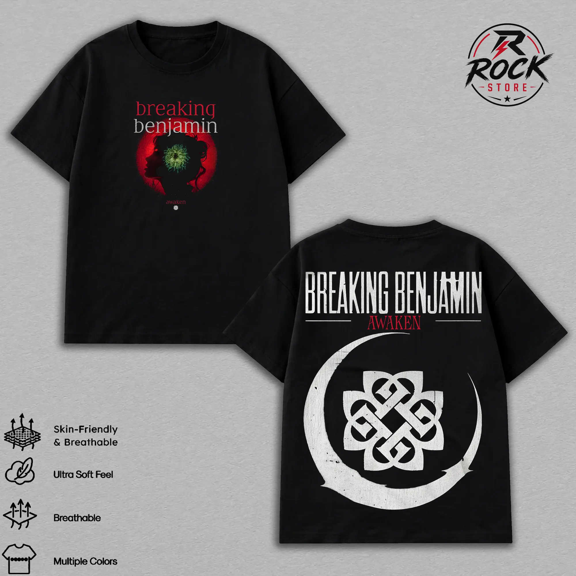 Breaking Benjamin Awaken T-Shirt, Alternative Metal Rock Band Graphic Tee, Awaken Album Inspired Shirt, Vintage Hard Rock Music Merch Style, Concert Fan Gift, Unisex Casual Rock Tee for Men Women