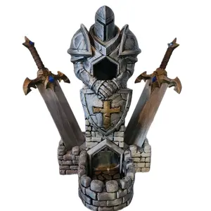 Knight Sword Dice Tower with Crossed Swords for Unique Dice Rolling Experience Unsheath the Sword to Drop Dice