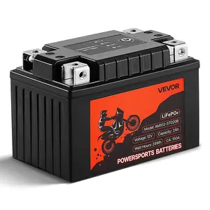 VEVOR Motorcycle Battery, 12 Volt 2Ah, LiFePO4 Lithium Pre-Charged Powersports Battery, Maintenance Free & High Performance, Compatible with ATV, Motorcycle, Jet Skis, Scooter, UTV, and More