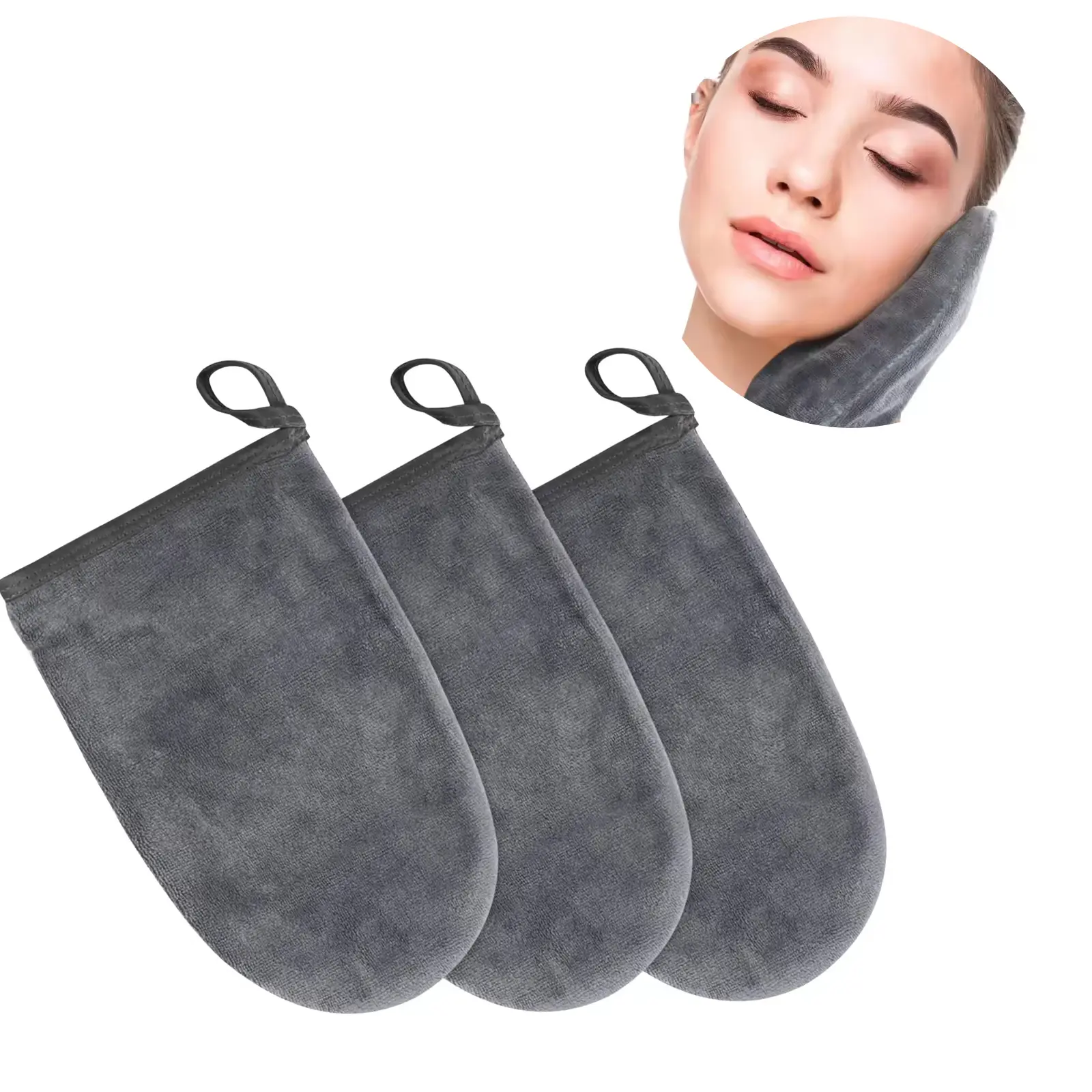 Flannel ultra-fine fiber makeup remover and cleansing gloves are double-sided and can be used for deep cleaning, tanning care, body exfoliation, quick drying, and portability