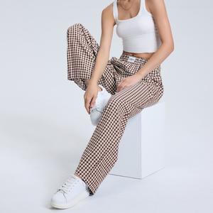 LOMON Women's Striped Gingham Boxer Pants Cotton Pajama Lounge Trousers with Pockets Y2K Beach Bottoms Casual Plaid Trousers for Loungewear & Nightwear