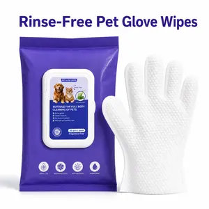 Pet wash-free gloves,Extra-Thick Pet Glove Wipesfor Dogs & Cats - Easy Wipe Paws, Eyes, Ears, Butt, & Body -Lick-Safe for Cats & Dogs - Cleaning, Deodorizing &Grooming (20 Pack)