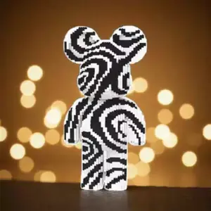 New 5808pc Striped Lucky Teddy Bear 3D Puzzle Blocks, Creative Room Decor, Birthday Halloween Valentine Christmas New Year Gift