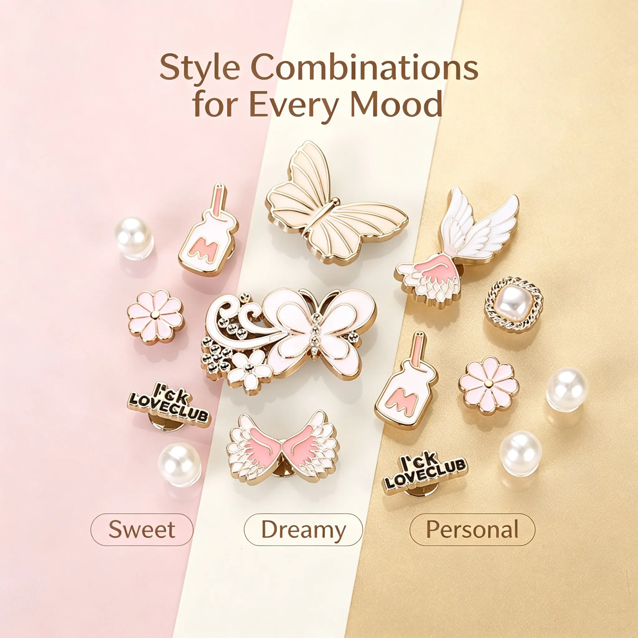 Cute Aesthetic Shoe Charms for Teen Girls Women, Butterfly Flower Wing Pearl Decor Charms Accessories Fit Clog Shoes Decoration , Lightweight Comfortable DIY Accessories for Daily Wear Gift
