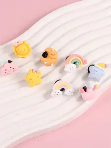 DIY Weather Icon Series Shoe Charms 8PCS Set for Croc Clogs Cute Cartoon Rainbow Sun Moon Star Cloud Accessories for Kids to Customize Shoes Decor